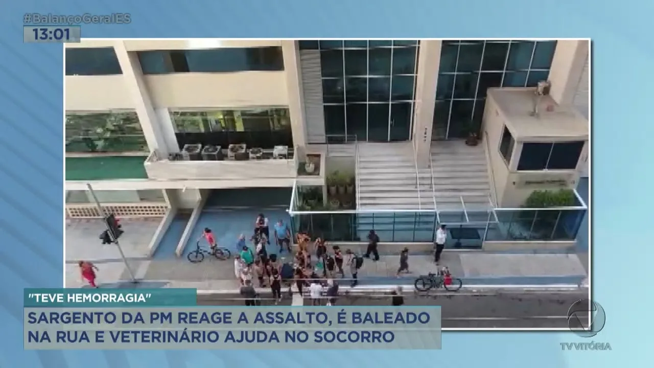 Sargento da PM reage a assalto, é baleado na rua e veterinário ajuda no socorro em Vila Velha