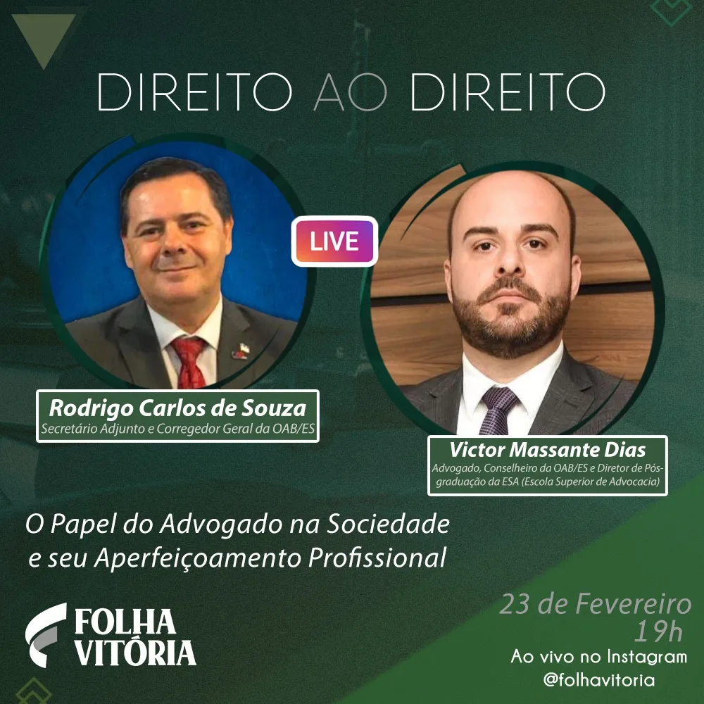 Live do Folha: o papel do advogado na sociedade é o tema do encontro desta terça-feira