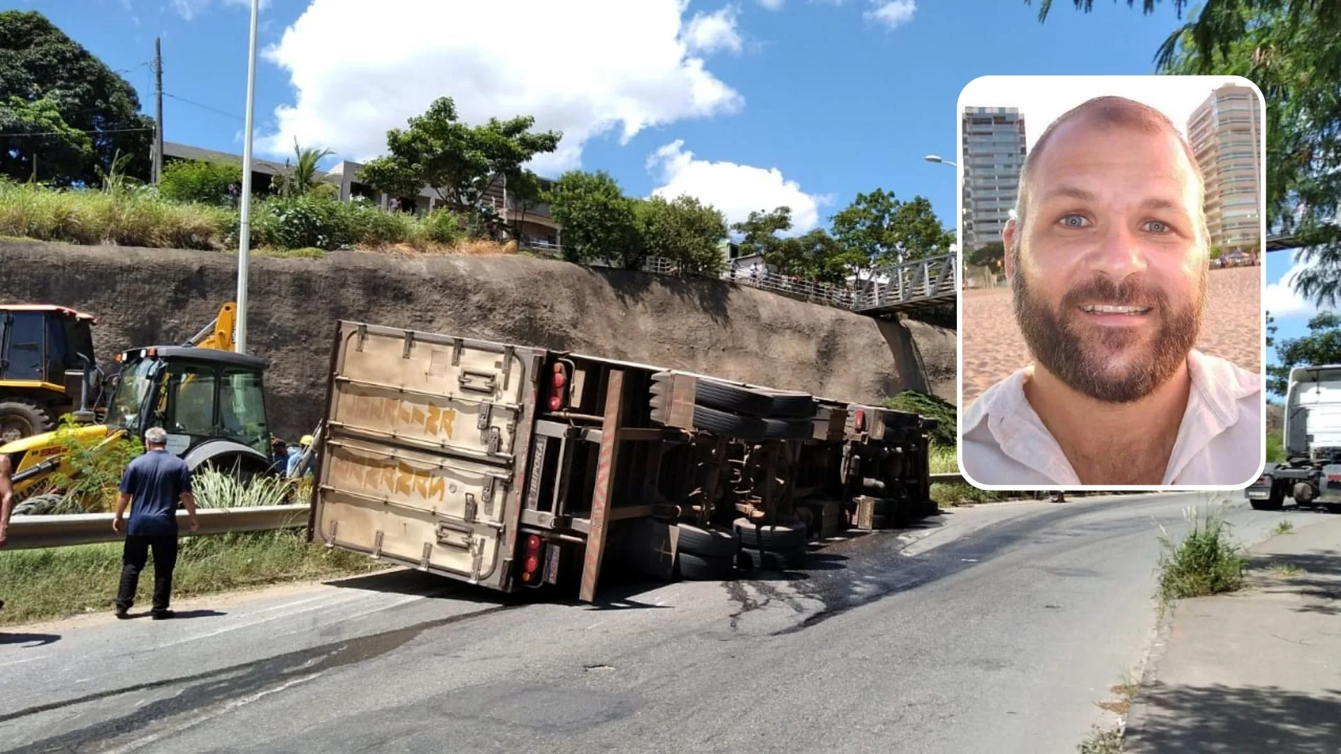 Acidente com carreta esmaga carro e mata motorista na Rodovia Leste Oeste, em Cariacica