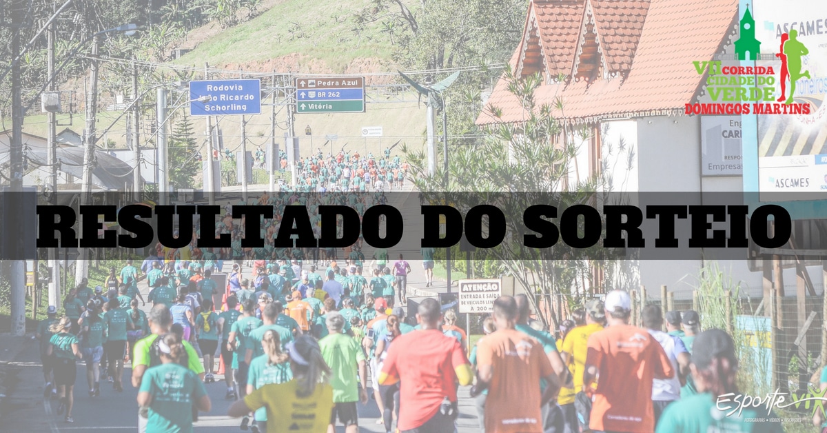 Resultado do sorteio de kit para a VII Corrida Cidade do Verde, em Domingos Martins