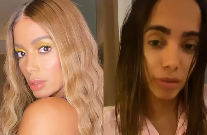 Anitta surge de cara limpa, sem peruca e brinca sobre aparência real: 'Toma susto não'