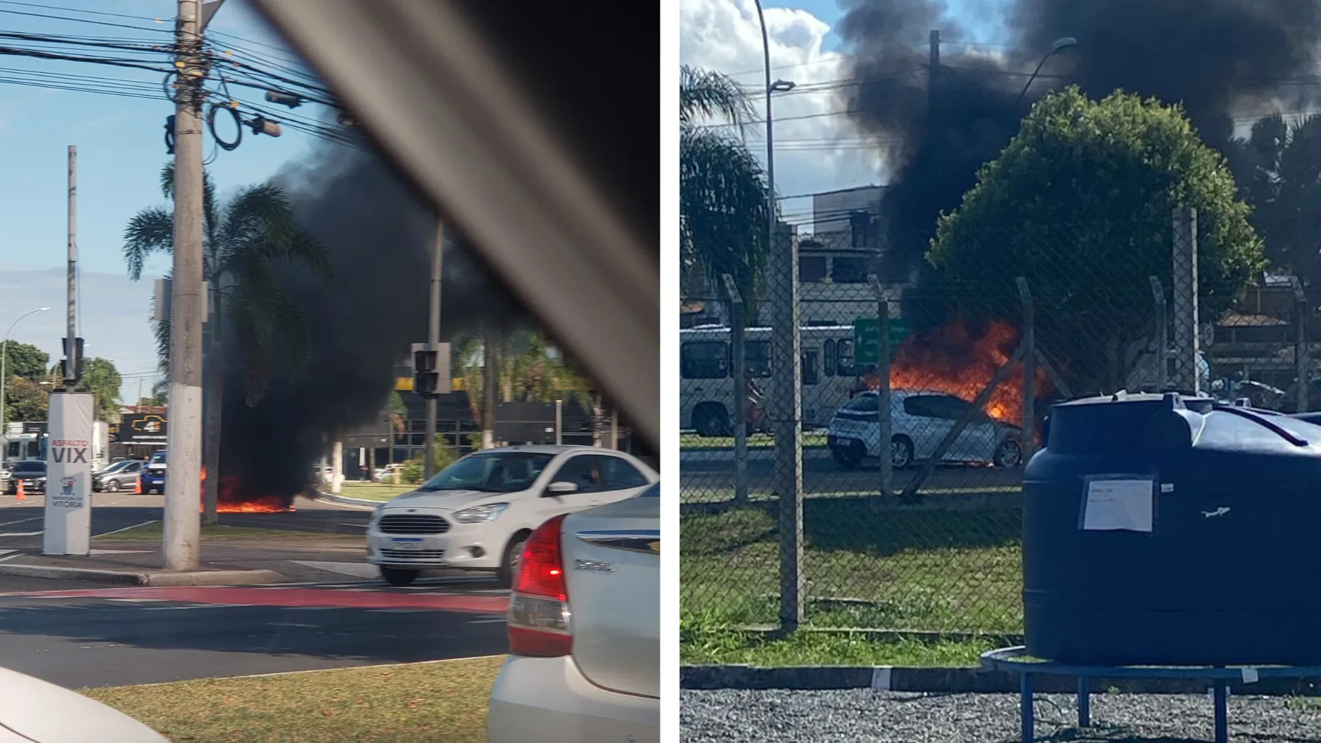 VÍDEO | Carro pega fogo na Avenida Adalberto Simão Nader