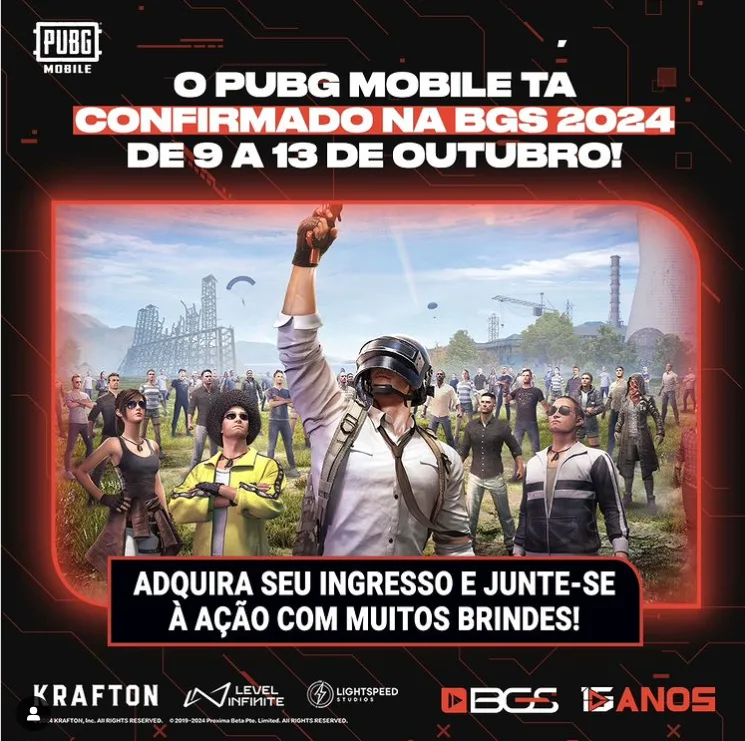 PUBG MOBILE revela mais detalhes sobre sua presença na Brasil Game Show 2024