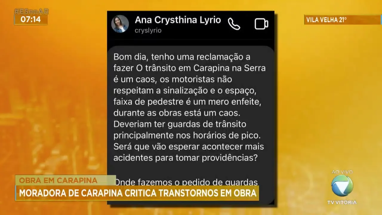 Pedestres e motoristas reclamam de trânsito caótico em Carapina