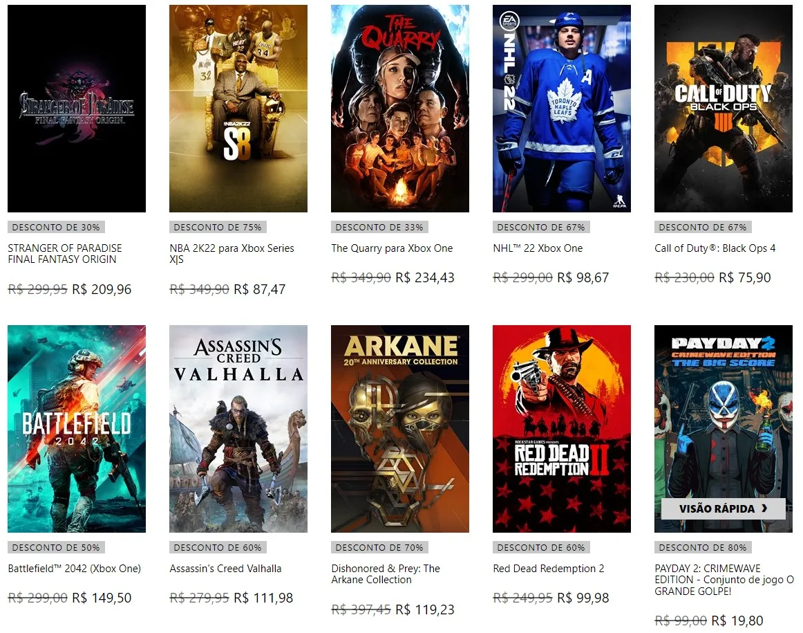 Saldão de jogos selecionados no Xbox com ofertas de até 90%