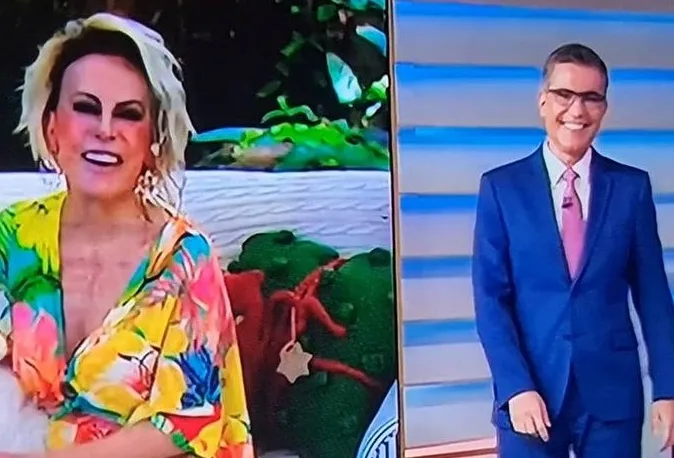 Após pedir coxinha para Ana Maria Braga, jornalista da Globo brinca com os cachorros da apresentadora