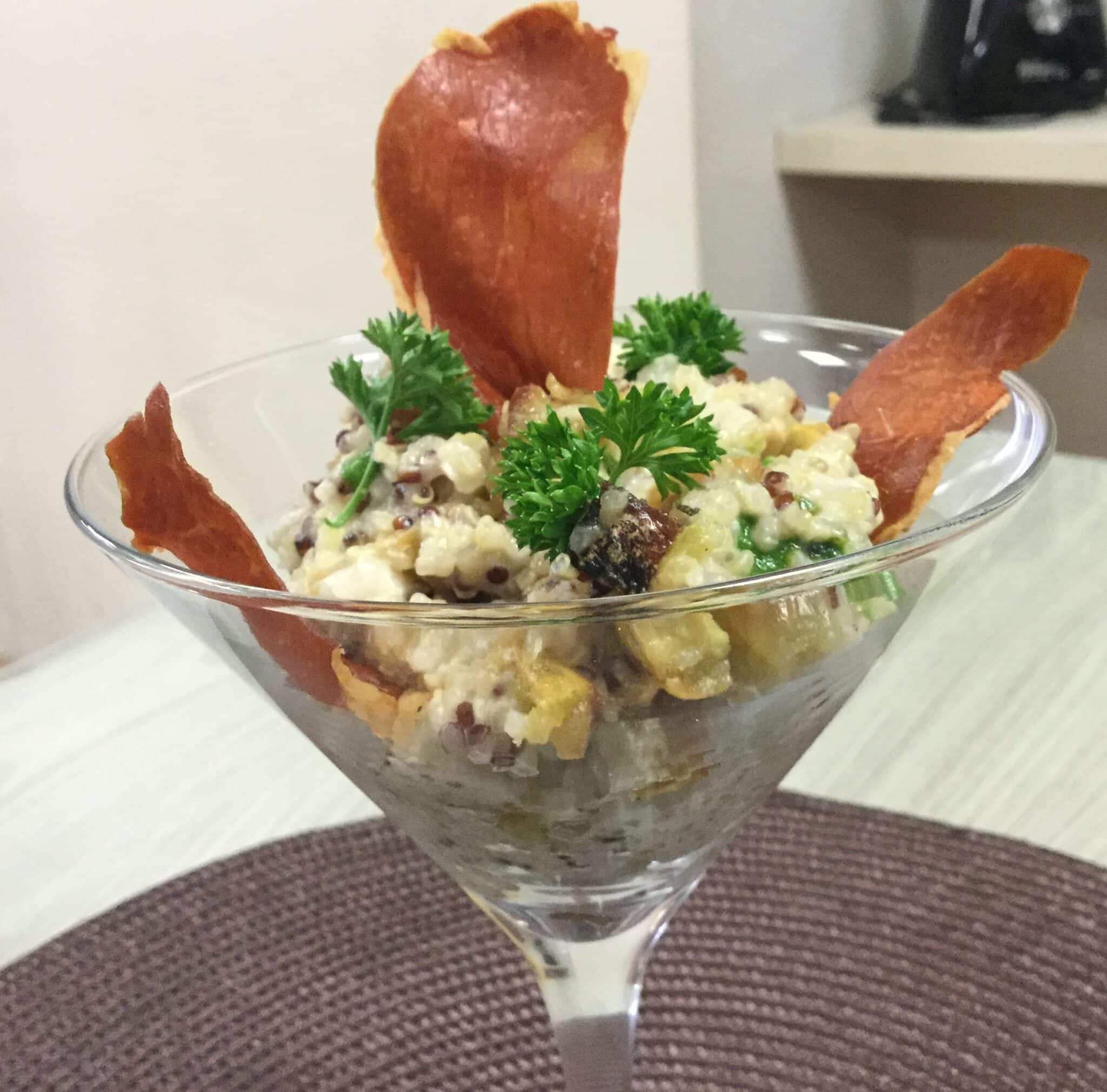 Risoto de Quinoa com Batata Doce e Parma Crocante