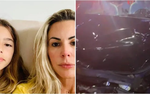 Joana Prado e filha de 11 anos sofrem grave acidente de carro