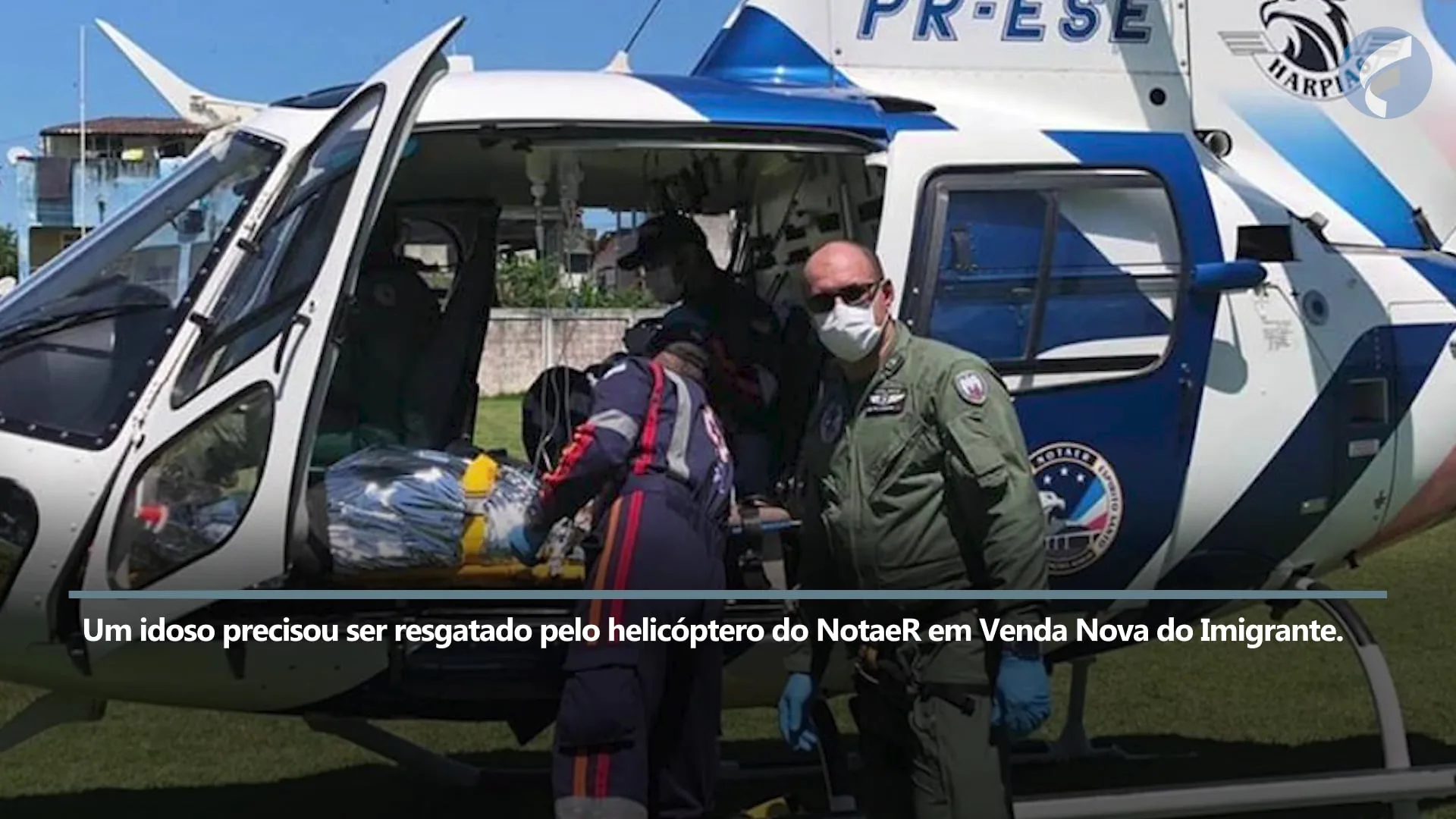 Idoso de 89 anos é resgatado pelo helicóptero do Notaer no sul do Espírito Santo