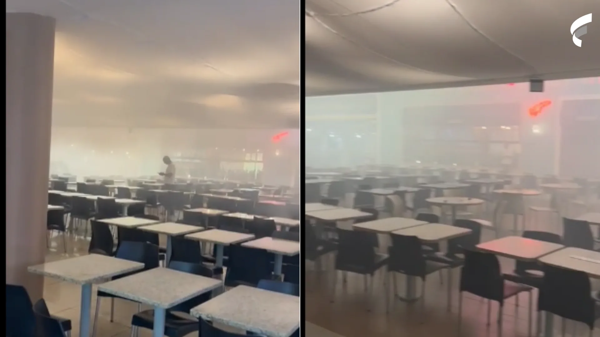 Com princípio de incêndio em restaurante, fumaça invade praça de alimentação