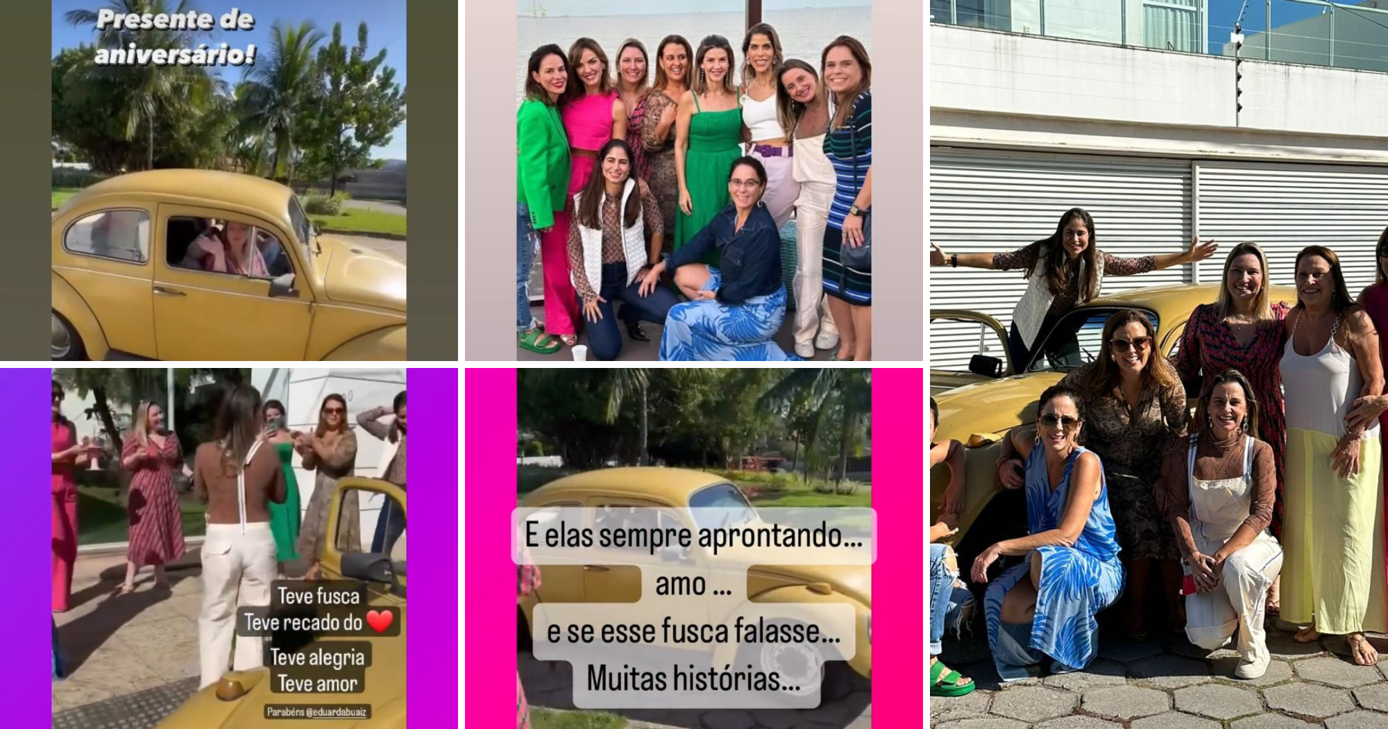 É aniversário! Amigas fazem festa com Fusca 1974 para Eduarda Buaiz em Vitória