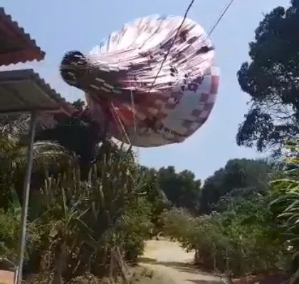 VÍDEO | Balão atinge casas e fios elétricos em Cariacica