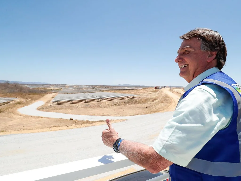 Presidente da República, Jair Bolsonaro durante Inauguração da Usina Fotovoltaica Coremas III e Ato de divulgação do Programa de Eficiência Energética.