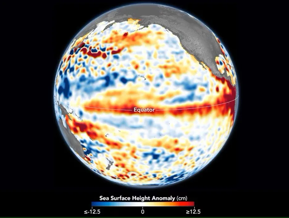 El Niño: nova imagem de satélite da Nasa mostra o aquecimento das águas do Oceano Pacífico