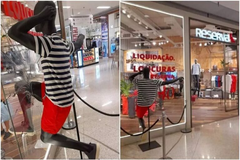 Loja com manequim preto quebrando vitrine causa revolta em Salvador