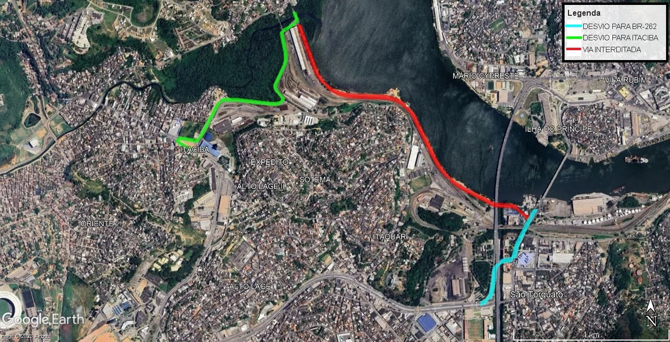 Orla de Cariacica: veja como fica o trânsito com interdição total de avenida