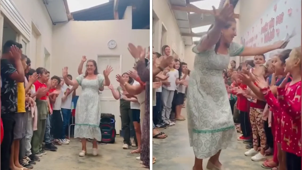 VÍDEO | Professora do ES recebe homenagem após 41 anos de sala de aula: "Chorei muito"