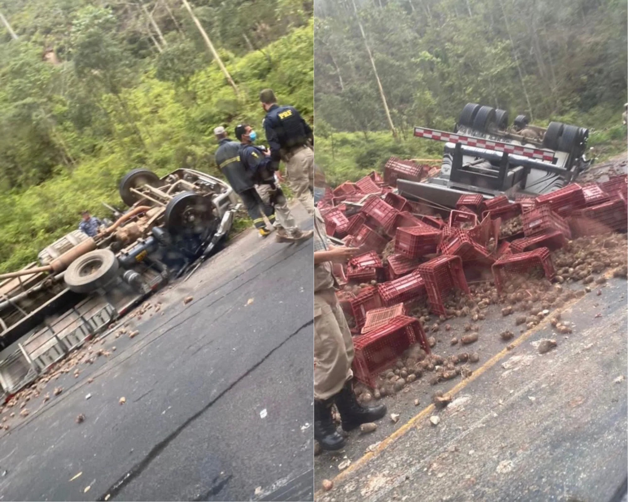 Duas pessoas morrem após caminhão capotar na BR 262