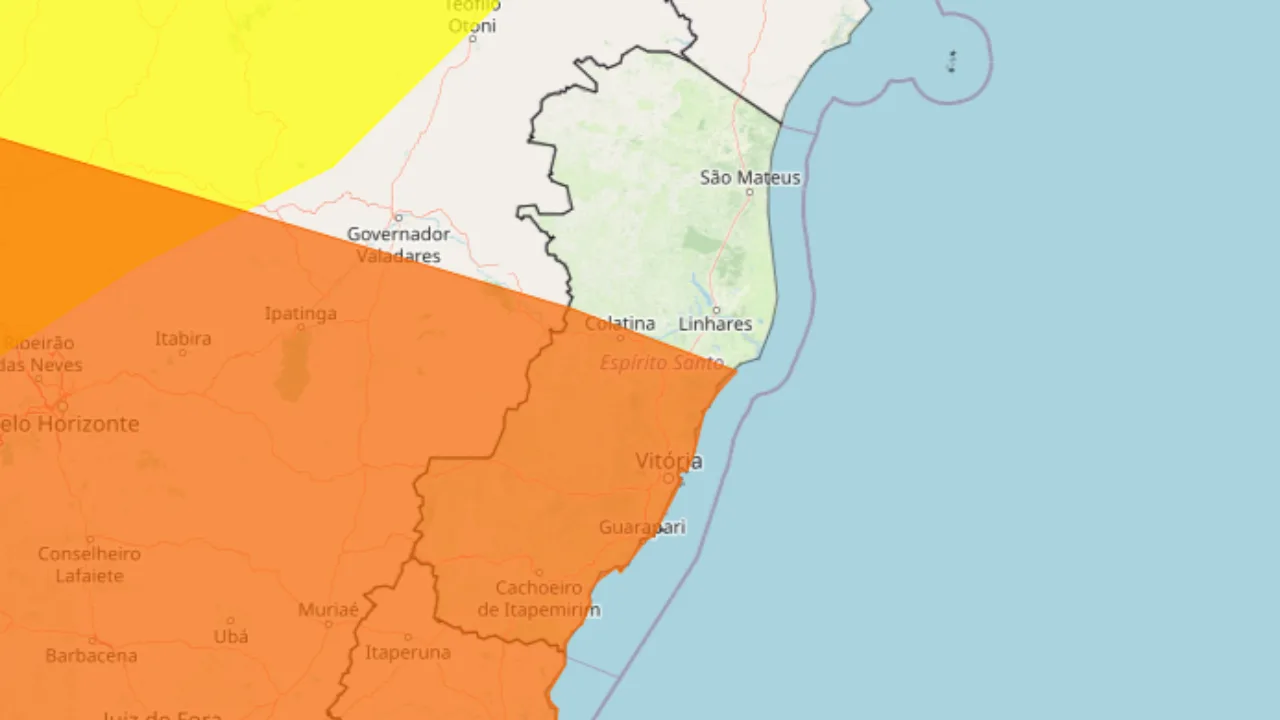 Frente fria deixa mais de 50 cidades do ES em alerta laranja; veja lista