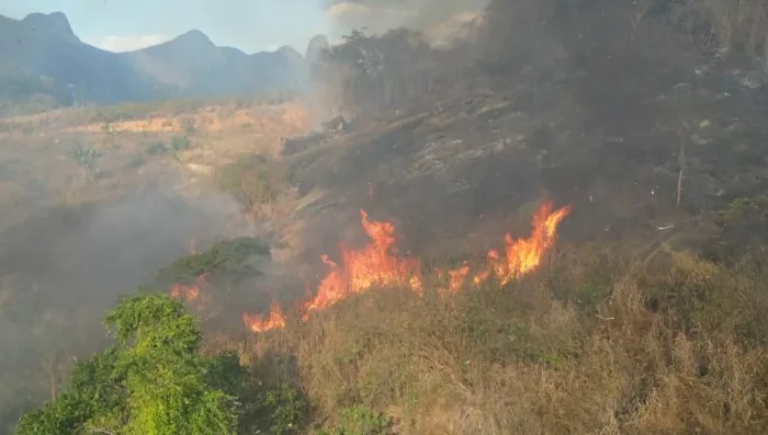 Incêndio volta a atingir Pedra da Tirolesa em Pancas; veja vídeo