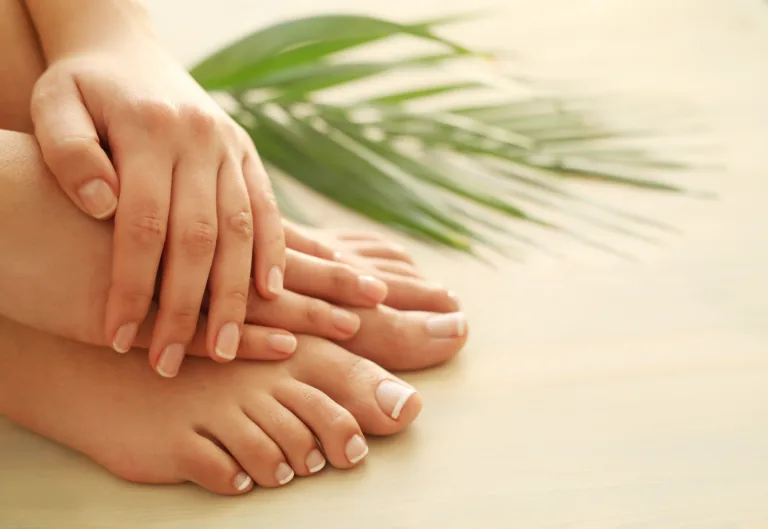 Skin care. Feet in close-up