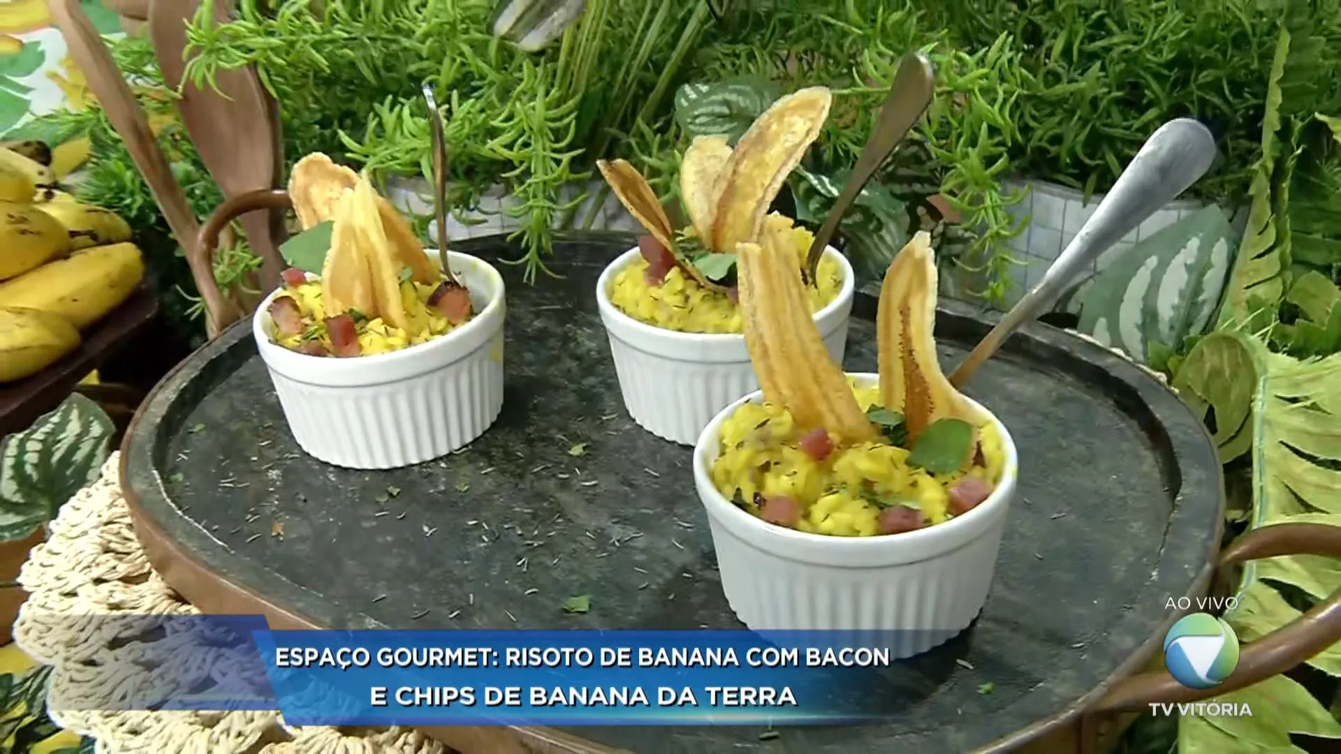 Espaço gourmet: risoto de banana com bacon