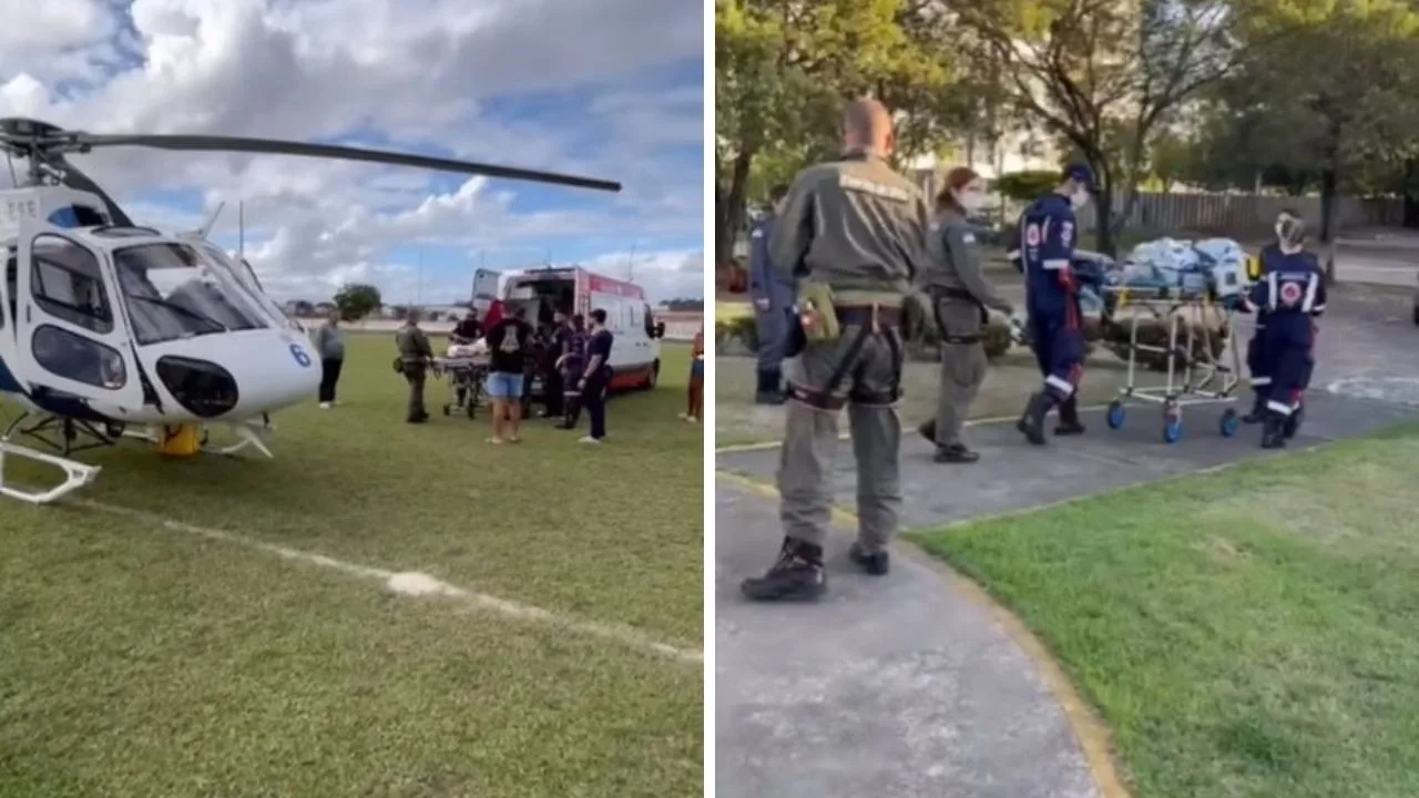 Após sofrer queimadura, criança de 2 anos precisa ser socorrida por helicóptero