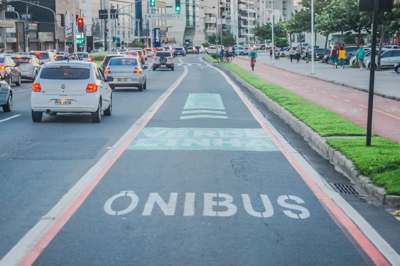 Linha Verde na Avenida Dante Michelini – Praia de Camburi