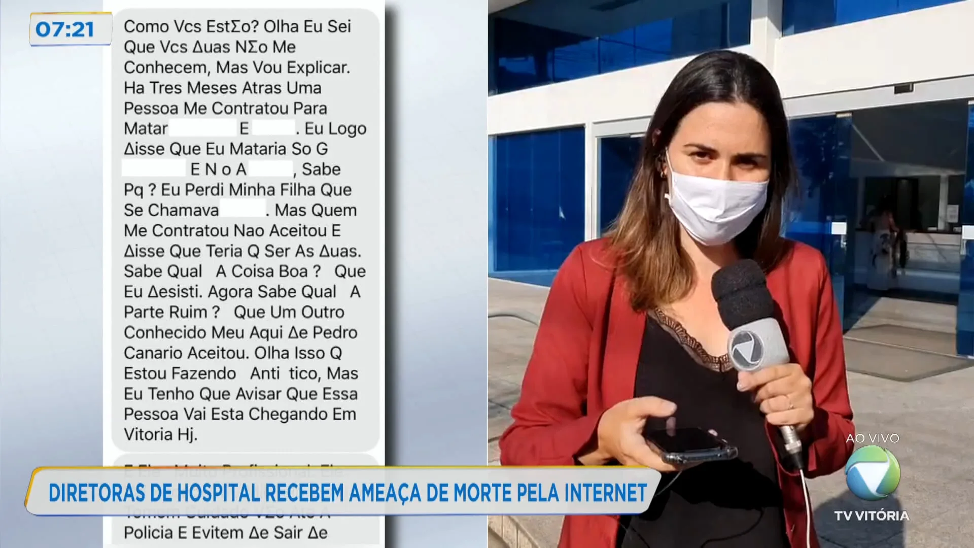 Diretoras de hospital recebem ameaça de morte pela internet