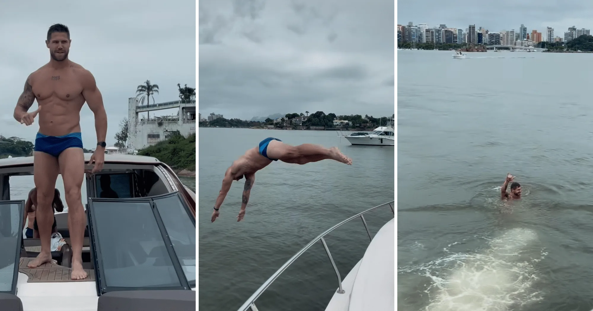 Em Vitória, Jonas Sulzbach exibe corpão e dá mergulho na Ilha do Boi: "Saúde" (Foto: Reprodução/Instagram @jonassulzbach)