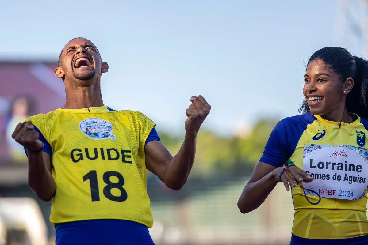 25.05.2024 – LORRAINE AGUIAR E FERNANDO RIBEIRO JR – Mundial de Atletismo KOBE 2024, no Kobe Sports Park. Foto: Alessandra Cabral/CPB.