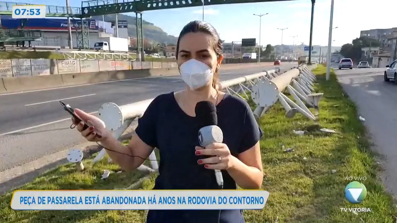 Peça de passarela abandonada no Contorno