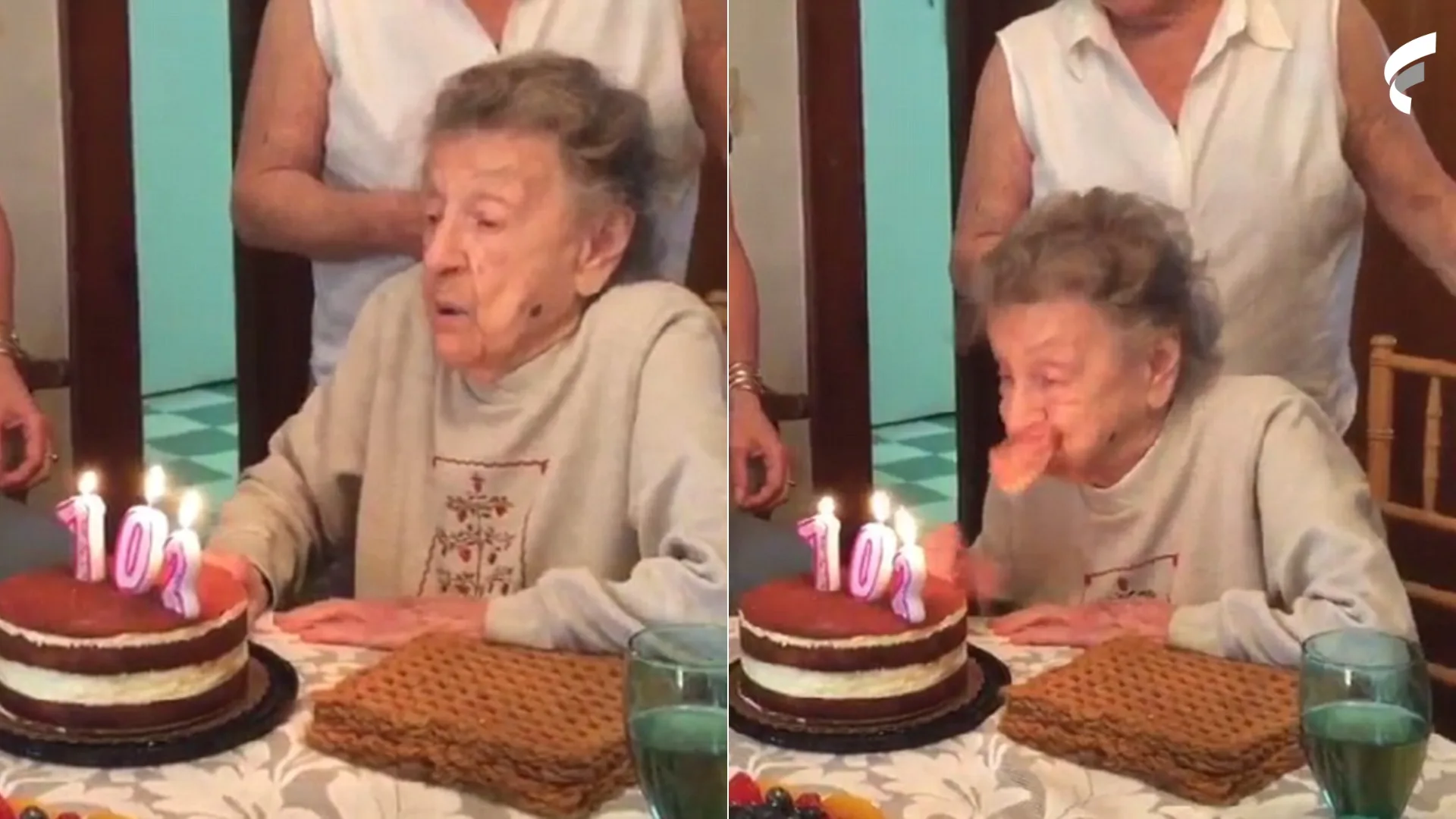 Vídeo: idosa fica sem dente na festa de 102 anos e viraliza: "Chapa caiu no bolo"