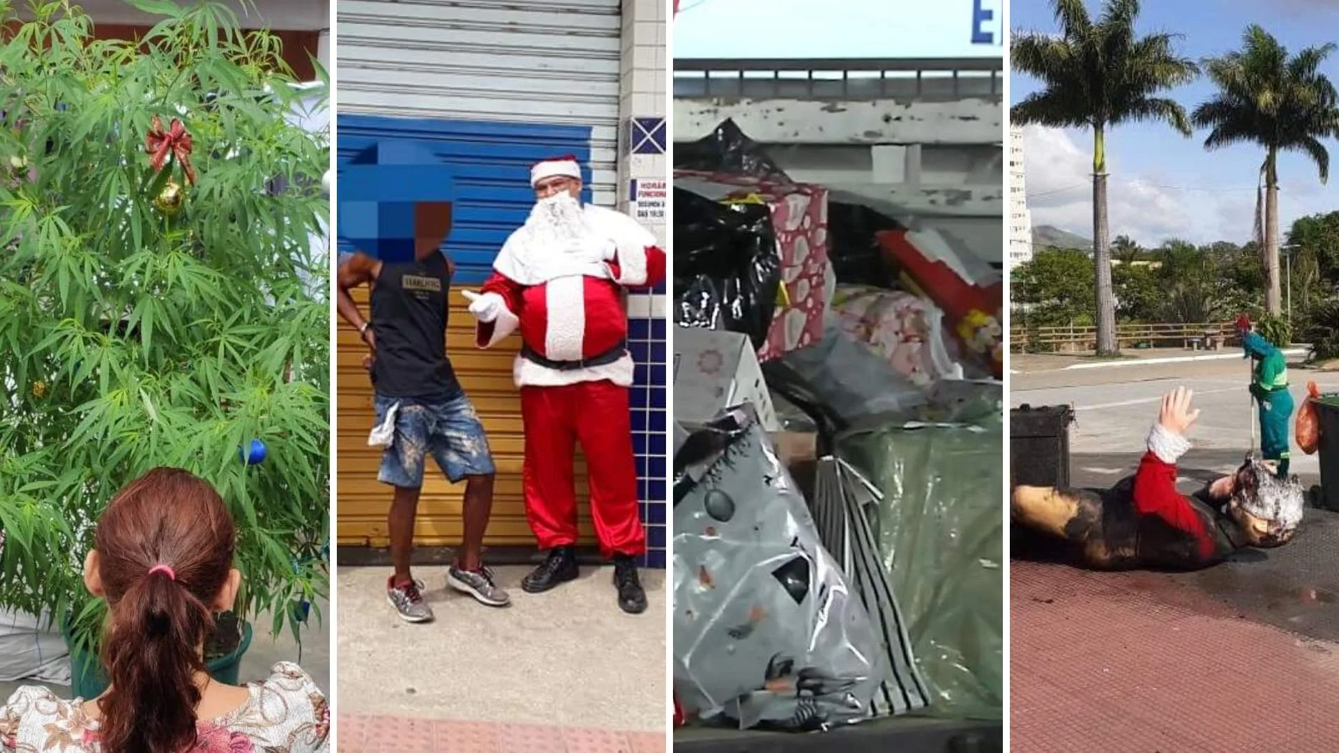 Espírito de Natal? Decoração incendiada, árvore de maconha, golpe de brinquedos e 'PM Noel' marcam a data no ES