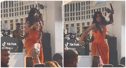 Cardi B arremessa microfone em fã que jogou bebida nela. Veja o vídeo