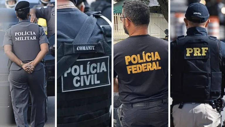 Polícia Militar, Polícia Civil Polícia Federal e Polícia Rodoviária Federal. Fotomontagem:Folha Vitória