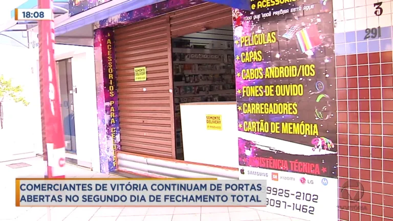 Comerciantes de Vitória continuam de portas abertas no segundo dia do fechamento total
