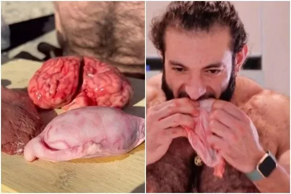 Wolverine Humano: até cérebro! Homem come carne crua em dieta de 4 mil calorias