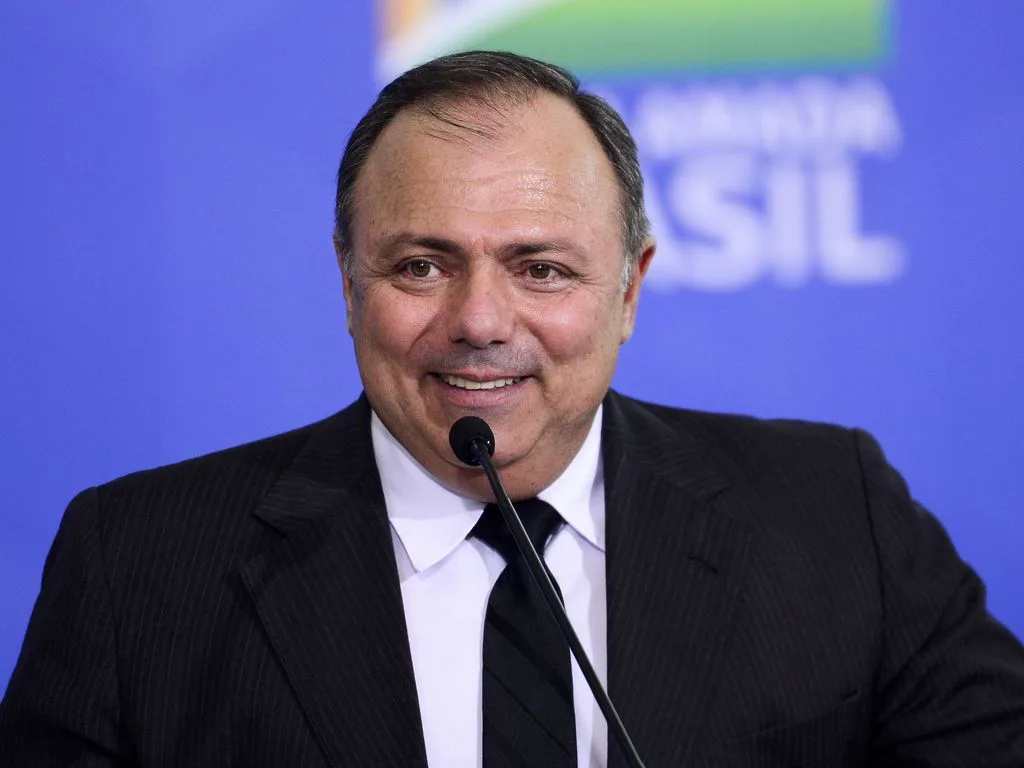 O ministro da Saúde, Eduardo Pazuello, durante sua cerimônia de posse no Palácio do Planalto.