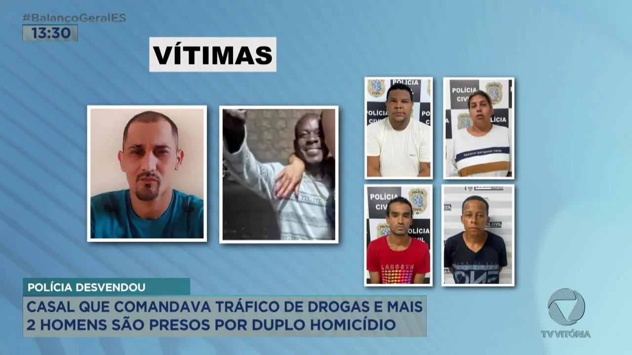 Casal que comandava tráfico de drogas e mais dois homens são presos por duplo homicídio