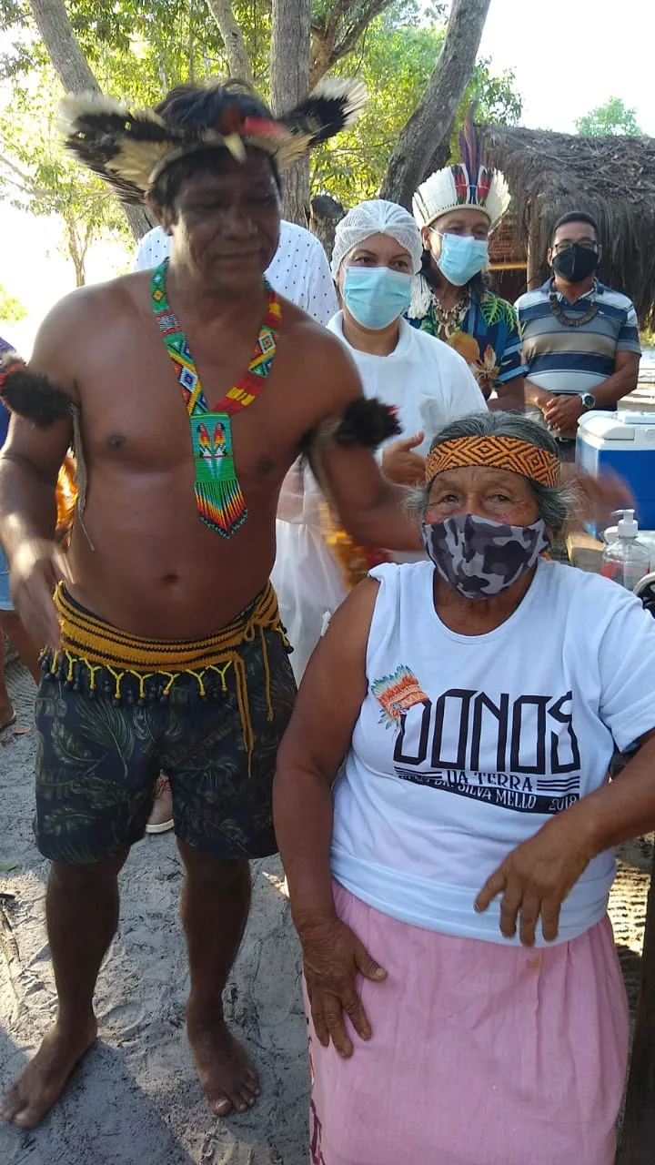 Mãe de cacique é a primeira indígena vacinada em Aracruz