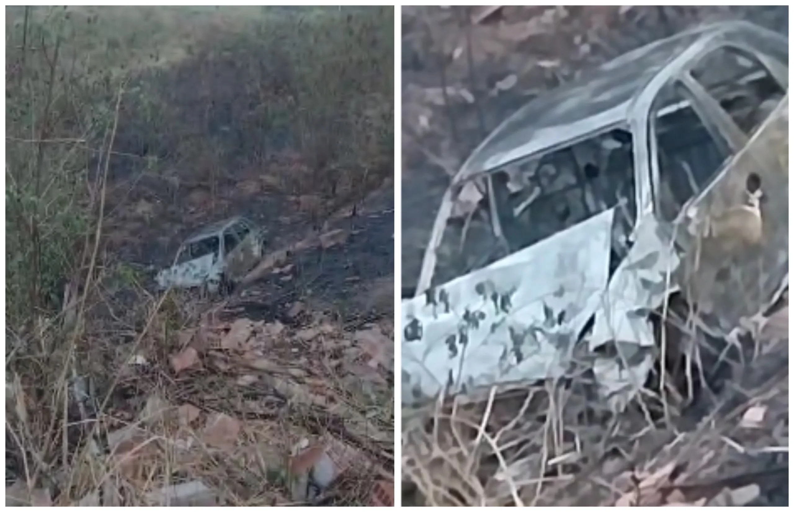 Carro capota e pega fogo após acidente em Vila Velha