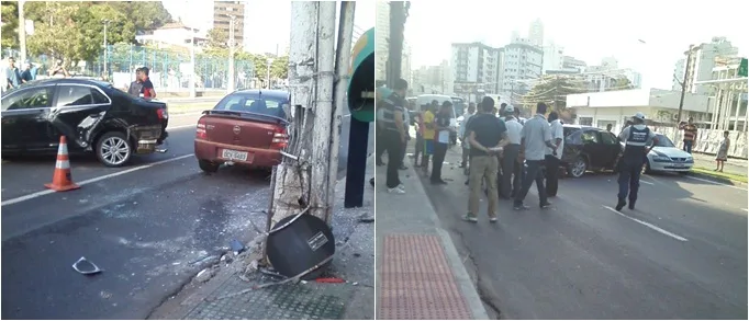 Motorista perde controle de veículo e fica ferido ao bater em poste em Vitória