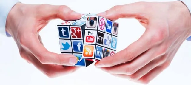 Kiev, Ukraine - February 2, 2013 - A hands holding rubiks cube with logotypes of well-known social media brands. Include Facebook, YouTube, Twitter, Google Plus, Instagram, Vimeo, Flickr, Myspace, Tumblr, Livejournal, Foursquare and other logos.