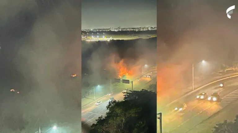 VÍDEO | Incêndio atinge vegetação próxima ao Aeroporto de Vitória