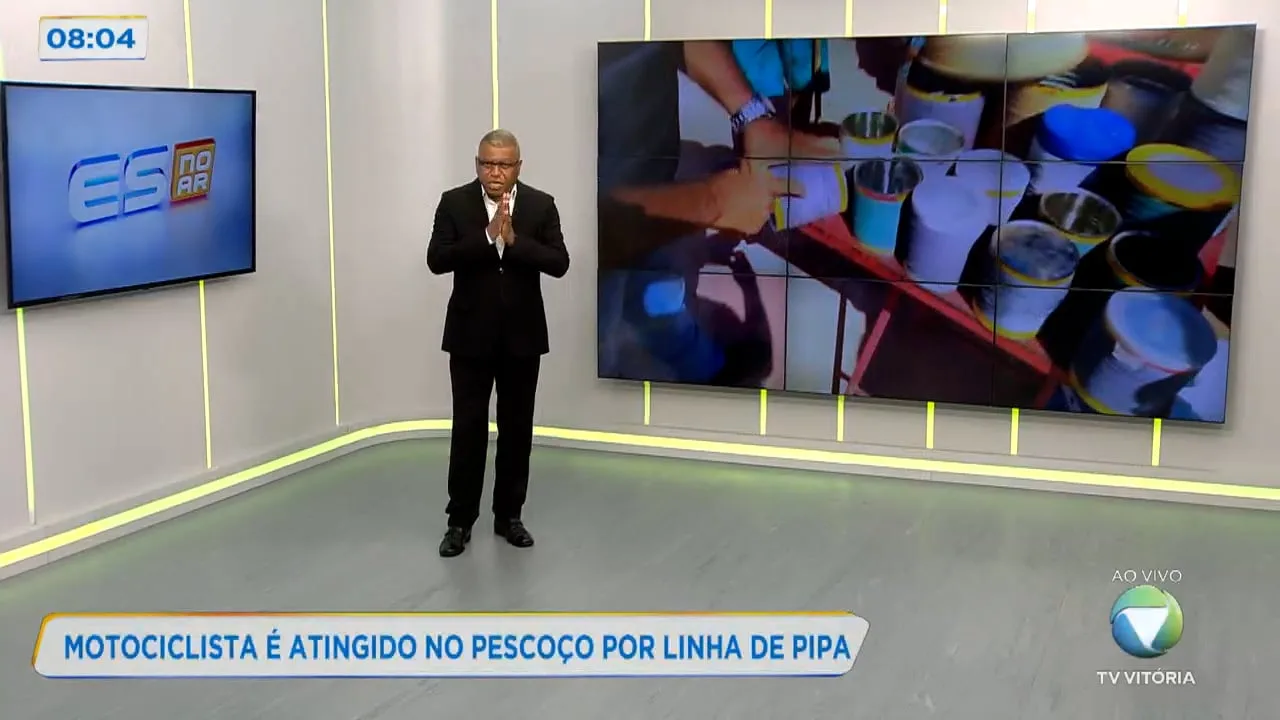 Motociclista é atingido no pescoço por linha de pipa