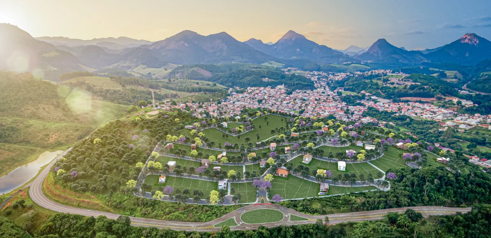 Imagem ilustrativa. Visão panorâmica de loteamento da empresa em Ibiraçu. Divulgação.