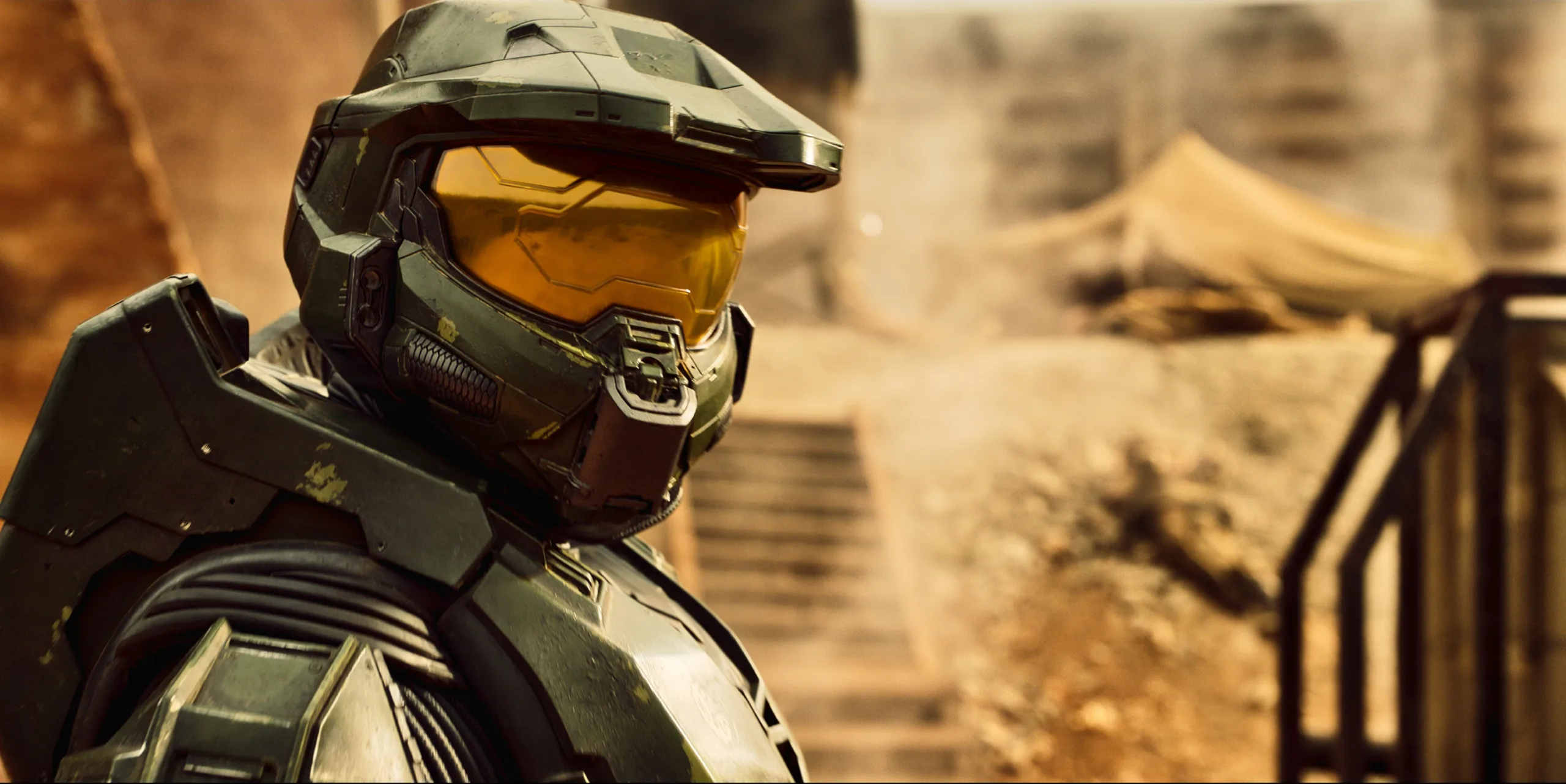 HALO: Pablo Schreiber as Master Chief in HALO set to stream on Paramount+ in 2022. Photo: Paramount+ ©2021 Paramount+. All Rights Reserved. *SCREEN GRAB*