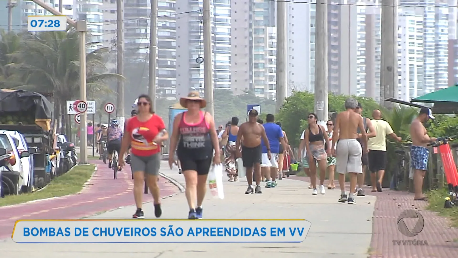 Como refrescar? Chuveiros são levados das orlas em Vila Velha