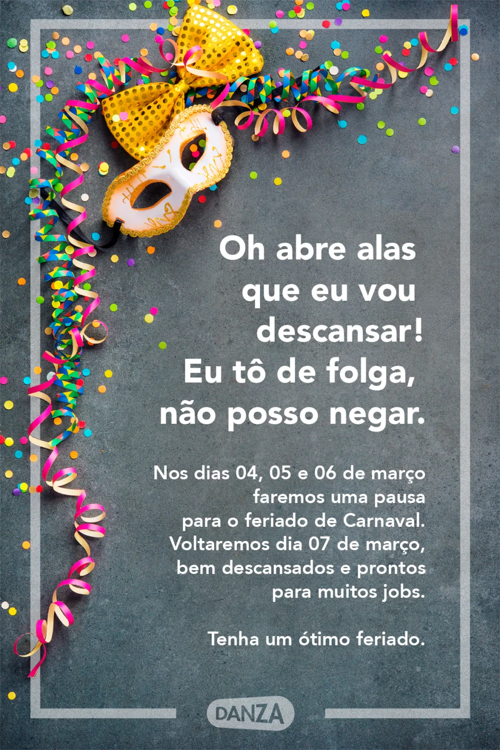 Oh abre alas que eu também vou descansar